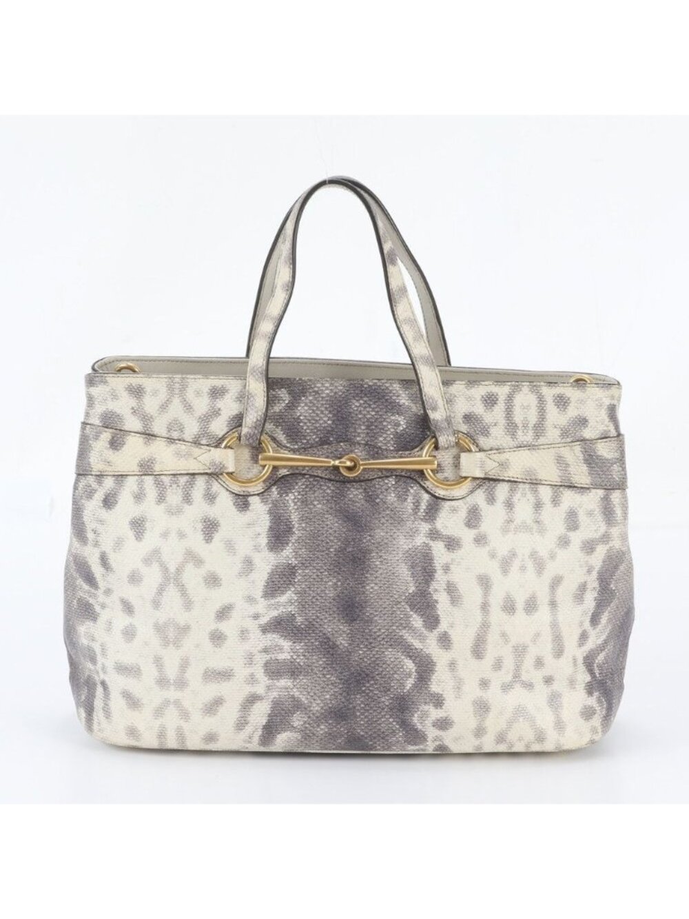 Gucci Horsebit Python Embossed Leather Tote Bag Shoulder
